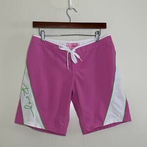 vintage 90s low rise pink / green / white Roxy board shorts